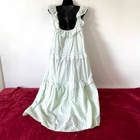 Zara mint green open work/eyelet embroidery midi dress - Picture 11 of 17